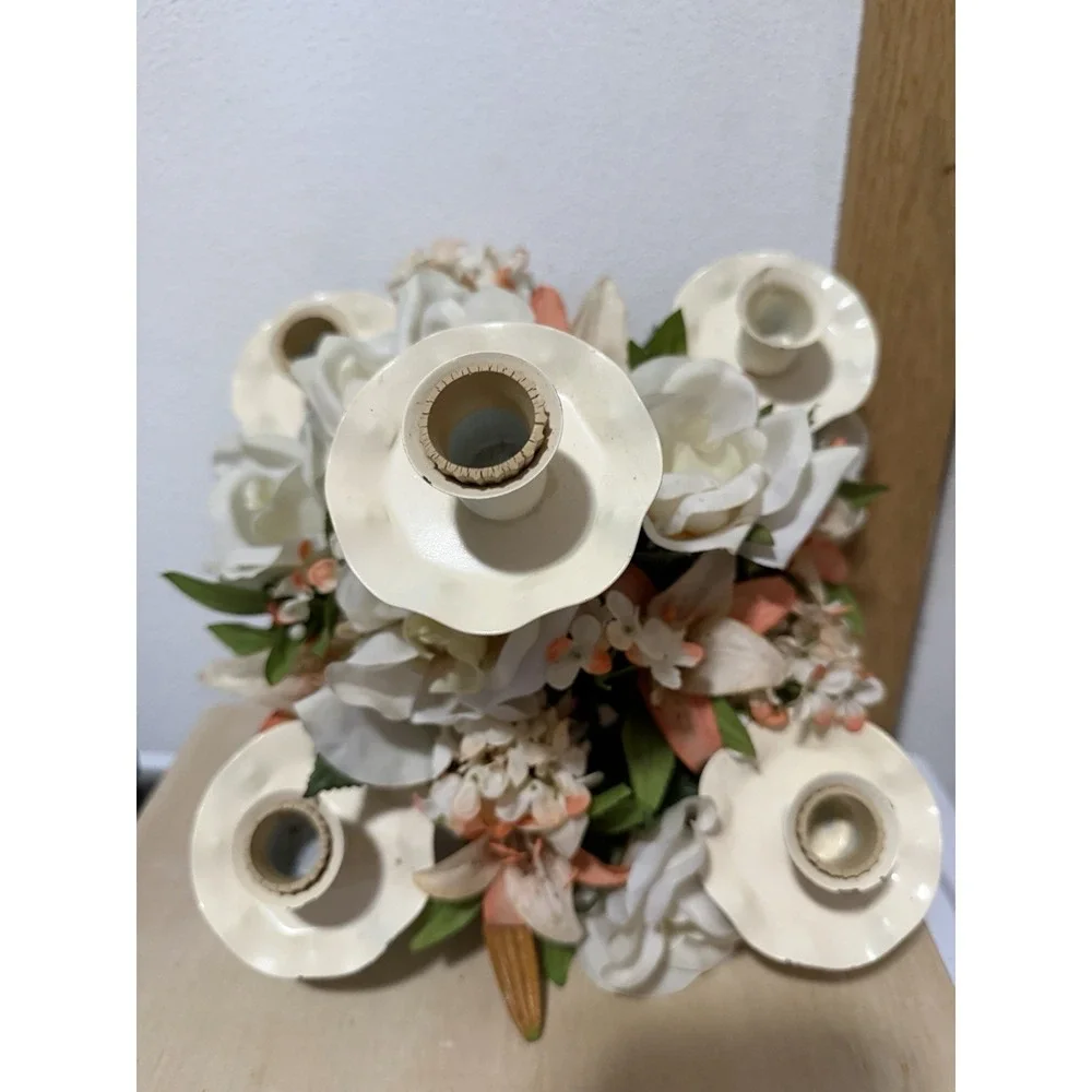 Vintage Candle Holder With Flowers